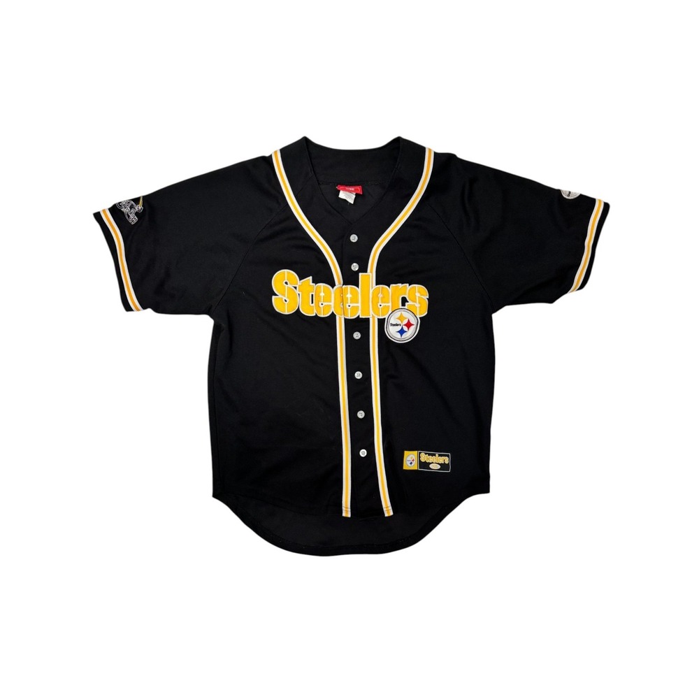 Pittsburgh Steelers NFL VF Imagewear Black Button Up Baseball Jersey Mens M